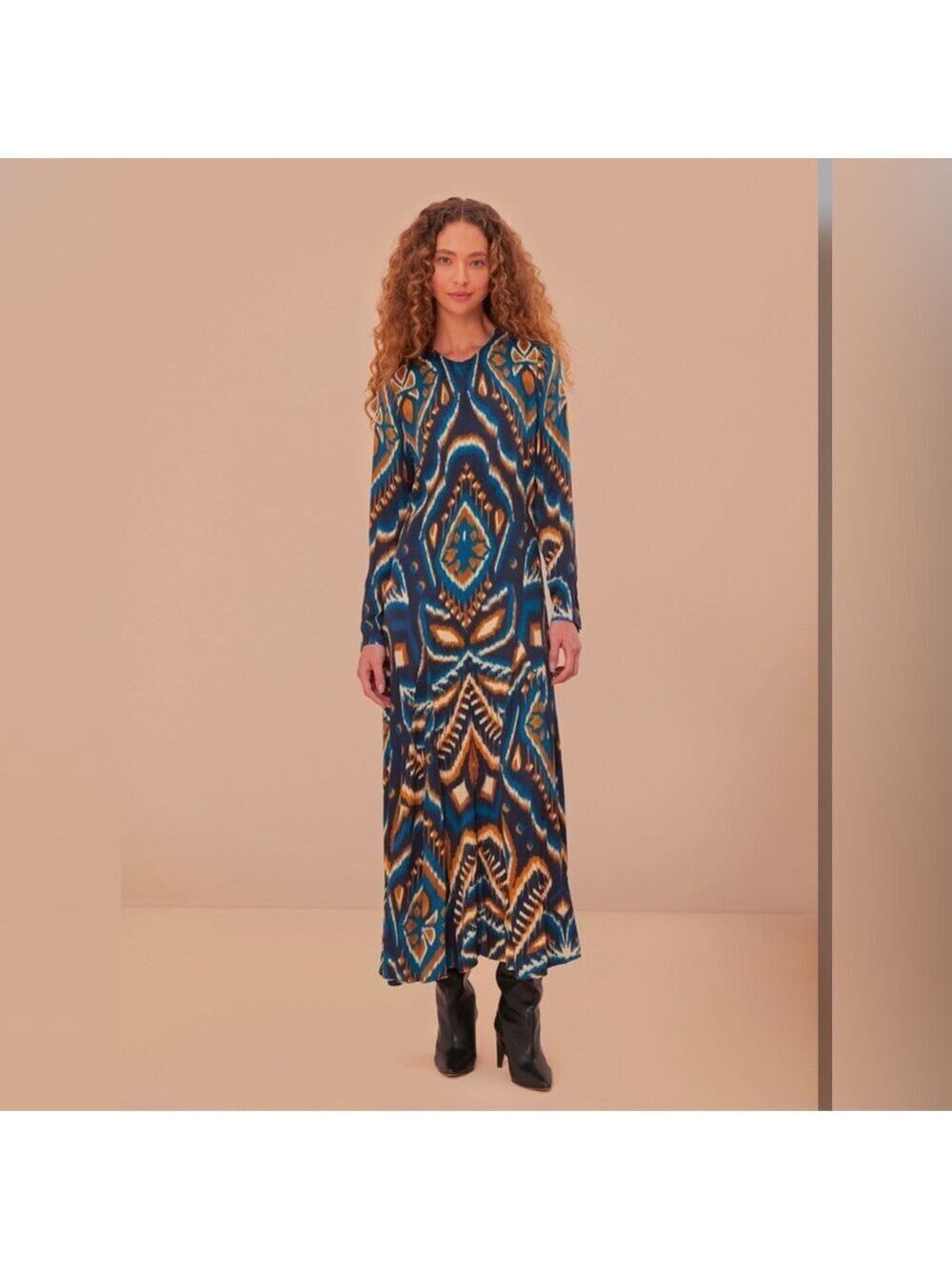 Farm Rio Blue Pineapple Ikat Maxi Dress